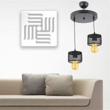 Mikasso Üçlü Kafes Model Modern Sarkıt Avize Metal 2 E27 Siyah Salon / Oturma Odası - Çok Renkli