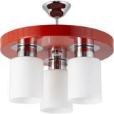 Mikasso Üçlü Modern Spor Model Yuvarlak Tepsi Kırmızı Avize Krom 2 E27 Beyaz Salon / Oturma Odası - Çok Renkli