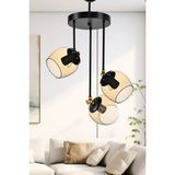 Mikasso Üçlü Nero Modern Avize Bal Camlı Metal 3 E27 Siyah Salon / Oturma Odası - Çok Renkli