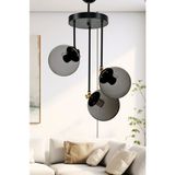 Mikasso Üçlü Nero Modern Avize Füme Glop Camlı Metal 3 E27 Siyah Salon / Oturma Odası - Çok Renkli