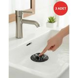Mikasso Ufo Lavabo Küvet Tıkacı, Lavabo Banyo Gider Tıkacı, Koku Önleyici Duşa Kabin Tıkacı 3 Adet Plastik Ç - Çok Renkli