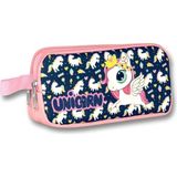 Mikasso Ümit Çanta Cennec Pembe-Lacivert Sevimli Unicorn Kız Çocuk Kalemlik Tekstil Pembe - Çok Renkli