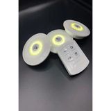 Mikasso Uzaktan Kumandalı Kablosuz 3'lü LED Spot Lambalar 3 Led+1 Kumanda Beyaz