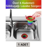 Mikasso Uzun Ömürlü 6 Kademeli Katlanabilir Gökkuşağı Mutfak Lavabo Musluk Tıkanma Önleyici Lavabo Süzgeci P