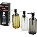 Mikasso Uzun Sekizgen Şeffaf - Renkli Akrilik - Mika Kristal Sıvı Sabunluk 200ML Ahşap Altın - Çok Renkli
