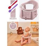 Mikasso Vakumlu Bebek Banyo & Mama Oturağı + Silicolife 2 Adet Silikon Mama Kaşığı Hediye Pembe - Çok Renkli