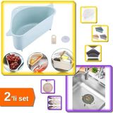 Mikasso Vakumlu Kenar Köşe Süzgeci + Yuvarlak Lavabo Süzgeci - Küvet Süzgeci - 2li Set V8P2T9 Plastik