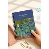 Mikasso Van Gogh A5 Spiralli Çizgili Okul Defteri, 50 Yaprak 100 Sayfa, Karton Kapak Not Defteri, Irisler Ka - Çok Renkli