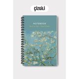 Mikasso Van Gogh A5 Spiralli Çizgili Okul Defteri, 50 Yaprak 100 Sayfa, Karton Kapak Not Defteri Karton Spir - Çok Renkli