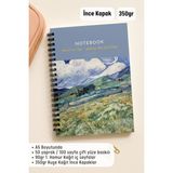 Mikasso Van Gogh A5 Spiralli Kareli Okul Defteri, 50 Yaprak 100 Sayfa, Karton Kapak Not Defteri, Manzara Kar - Çok Renkli