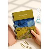 Mikasso Van Gogh A5 Spiralli Noktalı Okul Defteri, 50 Yaprak 100 Sayfa, Karton Kapak Not Defteri, Kargalar K - Çok Renkli
