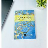 Mikasso Van Gogh Badem Çiçeği Tasarımlı Sert Kapaklı Lastikli Defter Sert Düz Çizgisiz 200 Yaprak Orta Boy B - Çok Renkli