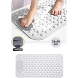 Mikasso Vantuzlu Banyo ve Küvet Matı, Kaydırmaz Duş Paspası Gözenekli Ayak Masaj Halısı (70X36CM) Beyaz Plas - Çok Renkli