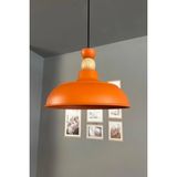 Mikasso Veluna Turuncu Tekli Ahşap Kafa Başlık Avize Retro Sarkıt Ofis Showroom Salon Mutfak Avizeleri Metal - Çok Renkli