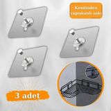 Mikasso Ventosa 3 Adet Ultra Güçlü Yapışkanlı Çok Amaçlı, Vidalı Çerçeve, Resim, Banyo Rafı Askı Elemanı Tur