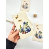Mikasso Vintage Kelebek ve Çiçek Desenli 64 Sayfa Çizgisiz Mini Defter/notebook/günlük Karton Çizgisiz Belir - Çok Renkli