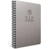 Mikasso Vip A4 140 Yaprak Deri Kapak Spiralli Defter (1080) Çizgili Füme Spiralli Çizgili Orta Boy Gri Konse - Çok Renkli