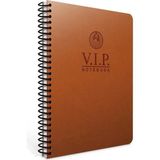 Mikasso Vip A4 140 Yaprak Deri Kapak Spiralli Defter (1081) Kareli Taba Spiralli Kareli Orta Boy Kahverengi - Çok Renkli
