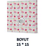 Mikasso Vivago Art Flamingo Çizgisiz Defter 15 x 15 cm Bez Çanta Hediyeli Kod 2 Karton Düz Çizgisiz Küçük B - Çok Renkli