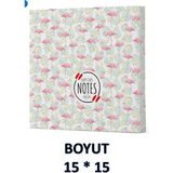 Mikasso Vivago Art Flamingo Çizgisiz Defter 15 x 15 cm Bez Çanta Hediyeli Kod 3 Karton Düz Çizgisiz Küçük Bo - Çok Renkli