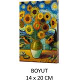Mikasso Vivago Art Van Gogh Ayçiçekleri Çizgili Defter 14 x 20 cm Bez Çanta Hediyeli Kod 10 Karton Düz Çizg - Çok Renkli