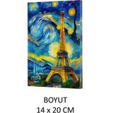 Mikasso Vivago Art Van Gogh Eyfel Kulesi Çizgili Defter 14 x 20 cm Bez Çanta Hediyeli Kod 9 Karton Düz Çizg - Çok Renkli