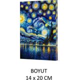 Mikasso Vivago Art Van Gogh Yıldızlı Gece Çizgili Defter 14 x 20 cm Bez Çanta Hediyeli Kod 7 Karton Düz Çiz - Çok Renkli