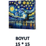 Mikasso Vivago Art Van Gogh Yıldızlı Gece Çizgisiz Defter 15 x 15 cm Bez Çanta Hediyeli Kod 7 Karton Düz Çi - Çok Renkli