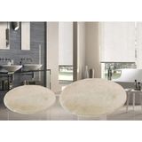 Mikasso Vizon 2 Li Yuvarlak Peluş Banyo Paspası Takımı Büyük Boy Jel Taban Klozet 100X100 60X60 Polyester Ek - Çok Renkli