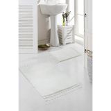 Mikasso Vl Yıkanabilir Premium Ponpon Saçaklı Kaymaz Taban Post Peluş Banyo Paspası 2'li Takım Ekru Polyeste - Çok Renkli