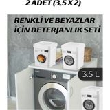 Mikasso Voce Renkiler ve Beyazlar Için Deterjan Kutusu Seti Plastik Beyaz