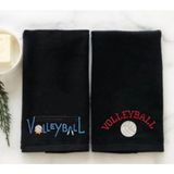 Mikasso Voleybol Fileli Yazı Nakış Işlemeli 2 Li Spor Havlusu 2 Adet 50X90 Kadife Siyah - Çok Renkli