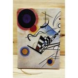 Mikasso Wassily Kandinsky - Kumaş Kapaklı Defter Bej Renk 14X20CM Sert Düz Çizgisiz Orta Boy Bej Okul Defter - Çok Renkli
