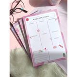 Mikasso Weekly Planner - Ingilizce Haftalık Planlayıcı Yumuşak Düz Noktalı 50 Yaprak Orta Boy Pembe Not Deft - Çok Renkli