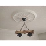 Mikasso Wood Ahşap Avize 2 Li Halatlı Avize Rustik Ahşap 2 E27 Kahverengi Salon / Oturma Odası - Çok Renkli