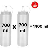 Mikasso Yağdanlık - Sunumluk Çeyizlik Sirkelik Sosluk Sızdırmaz 700ML x 2 Adet Beyaz