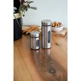Mikasso Yakut Metal Kaplama Tuzluk ve Biberlik 2li Set Metalik Gri Premium Baharatlık Çelik Gri