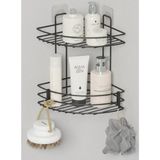 Mikasso Yapışkanlı 2 Katlı Banyo Köşe Rafı – Köşeli Duş Şampuanlık,duvar Düzenleyici Organizer (18×18×30 Cm) - Çok Renkli