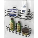 Mikasso Yapışkanlı 2 Li Set Banyo Rafı Duş Şampuanlık Duvar Düzenleyici Organizer Metal Siyah - Çok Renkli