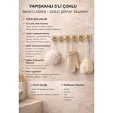 Mikasso Yapışkanlı 5’li Şeffaf Gold Banyo Askısı Güçlü Montaj Duvar Askılığı Plastik Şeffaf - Çok Renkli