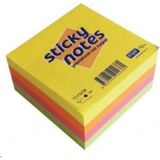 Mikasso Yapışkanlı 76X76 mm 400 Yaprak Neon Renkler Küp Not Kağıdı - Çok Renkli