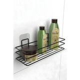 Mikasso Yapışkanlı Banyo Düzenleyici Banyo Rafı Şampuanlık Sabunluk Mat Siyah Metal Siyah - Çok Renkli