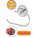 Mikasso Yapışkanlı Banyo Tuvalet Wc Kağıdı Kağıtlığı Kağıtlık Askısı Tutacağı Asma Aparatı Metal Krom Metal - Çok Renkli