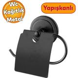 Mikasso Yapışkanlı Banyo Tuvalet Wc Kağıdı Kağıtlığı Kağıtlık Askısı Tutacağı Asma Aparatı Metal Siyah Metal - Çok Renkli