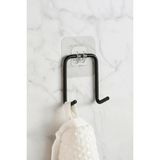Mikasso Yapışkanlı Çift Kancalı Banyo Mutfak Askısı Metal Askılık Duvar Askı Organizer Siyah