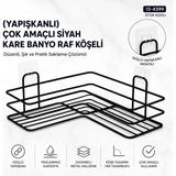 Mikasso Yapışkanlı Çok Amaçlı Siyah Kare Banyo Raf Köşeli (5440) Belirtilmemiş Çok Renkli