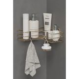 Mikasso Yapışkanlı Duvar Düzenleyici Organizer Banyo Köşeliği Köşe Rafı Duş Şampuanlık Raf Gold Metal Metal - Çok Renkli