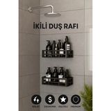 Mikasso Yapışkanlı Duvar Rafı Organizer Banyo Rafı Duş Rafı Mutfak Rafı Havluluk Sabun Krem Şampuan Ahşap Ço - Çok Renkli