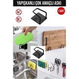 Mikasso Yapışkanlı Düzenleyici Askı Bulaşık Süngeri Tutucu Mutfak Düzenleyici Banyo Düzenleyici Askı Metal S
