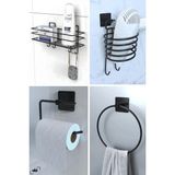 Mikasso Yapışkanlı Kancalı Banyo Rafı Şampuanlık Fön Makinesi Askısı Wc Tuvalet Kağıtlık Havluluk 4 Lü Set S - Çok Renkli